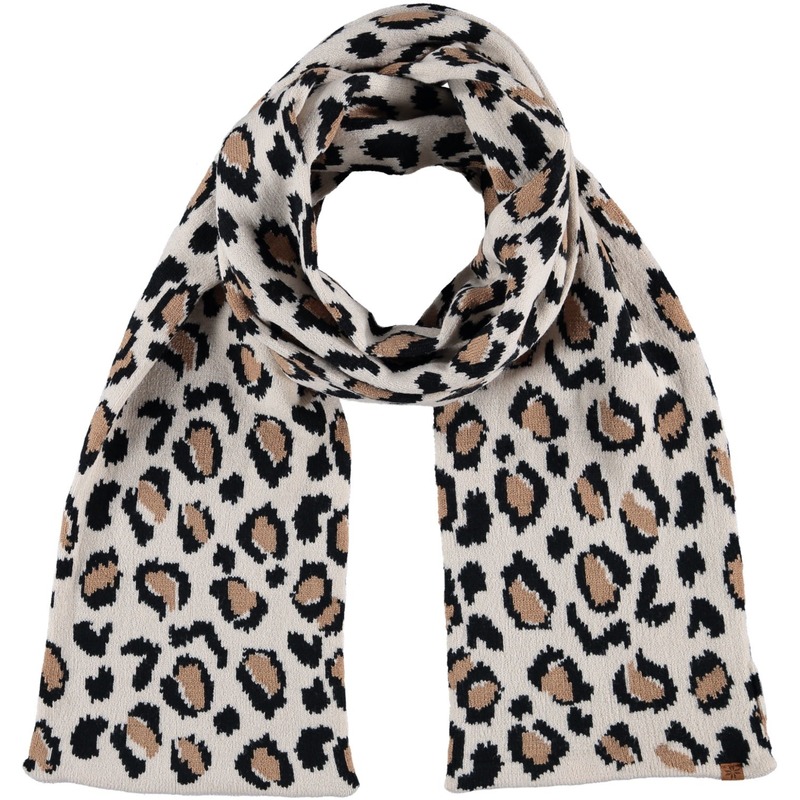 Dubbel laagse gebreide sjaal voor meisjes met luipaard print beige