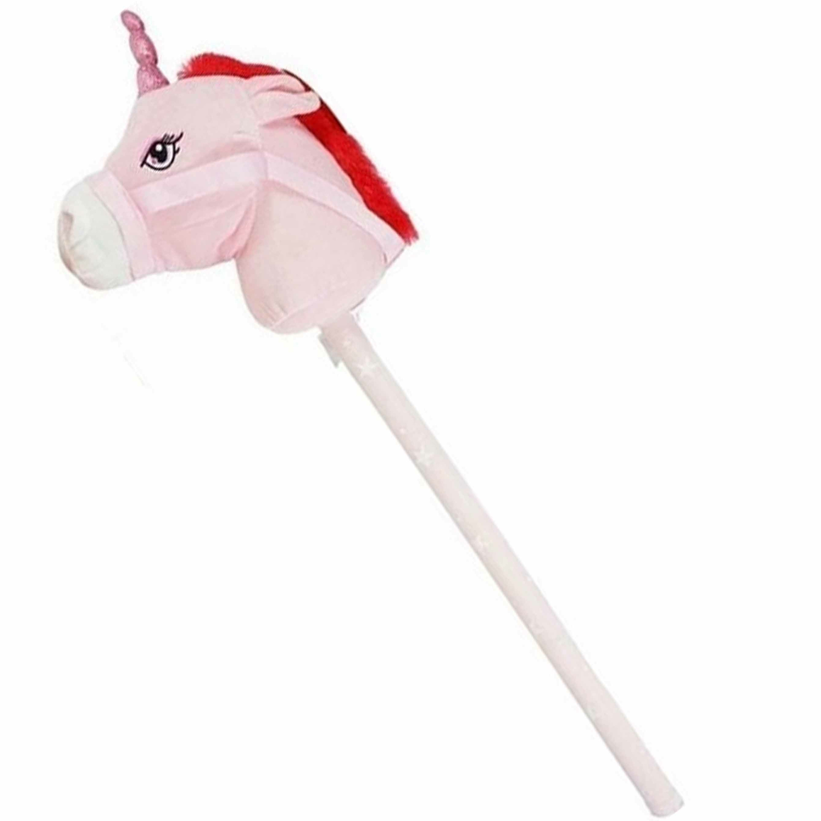 Eenhoorn stokpaardje met geluid - 73 cm - roze - voor kinderen