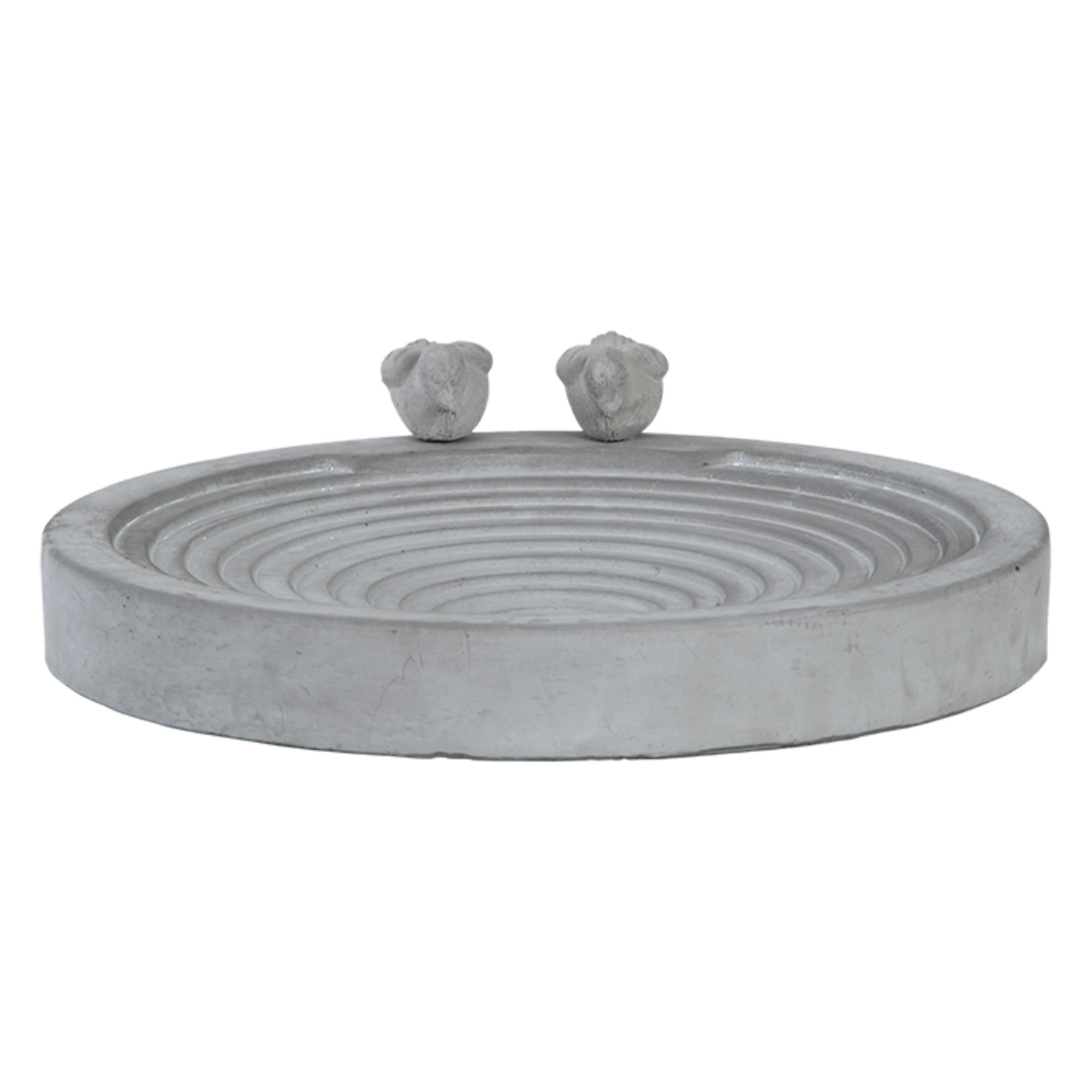 Esschert Design Vogelbad-voederschaal grijs beton D39 x H9 cm drinkschaal voor tuinvogels