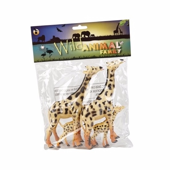 Familieset speelgoed giraffes 4st rubber
