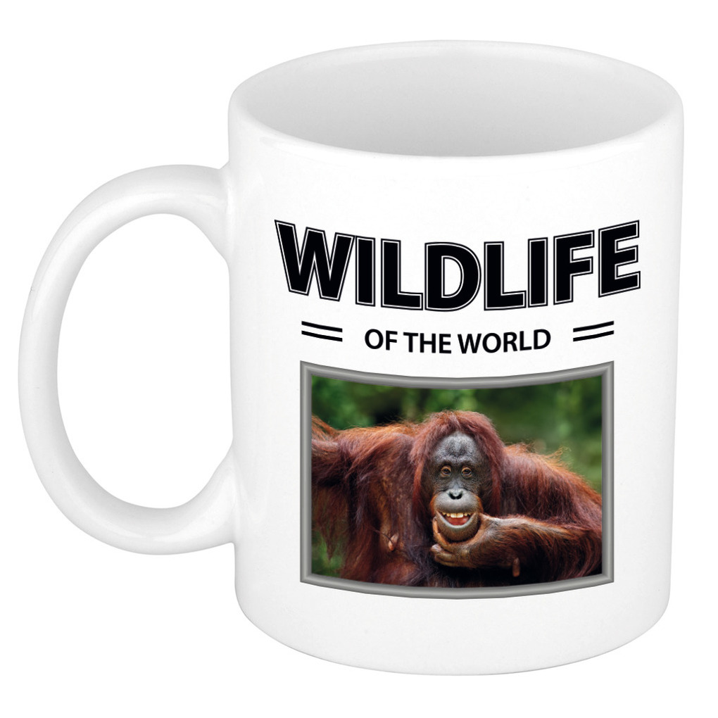 Foto mok Aap mok / beker - wildlife of the world cadeau Orang oetan apen liefhebber
