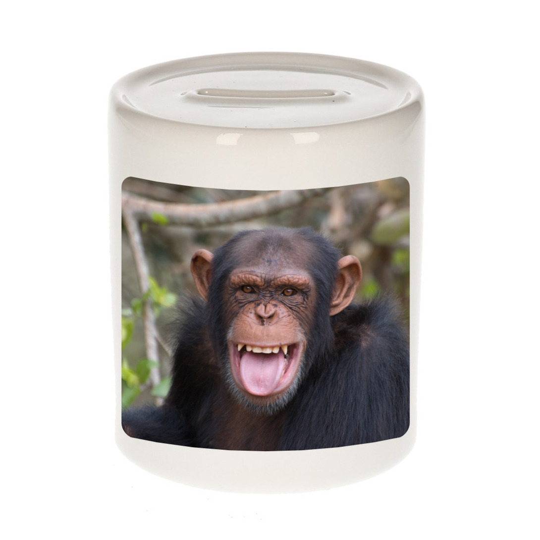 Foto mok chimpansee spaarpot 9 cm - Cadeau apen liefhebber