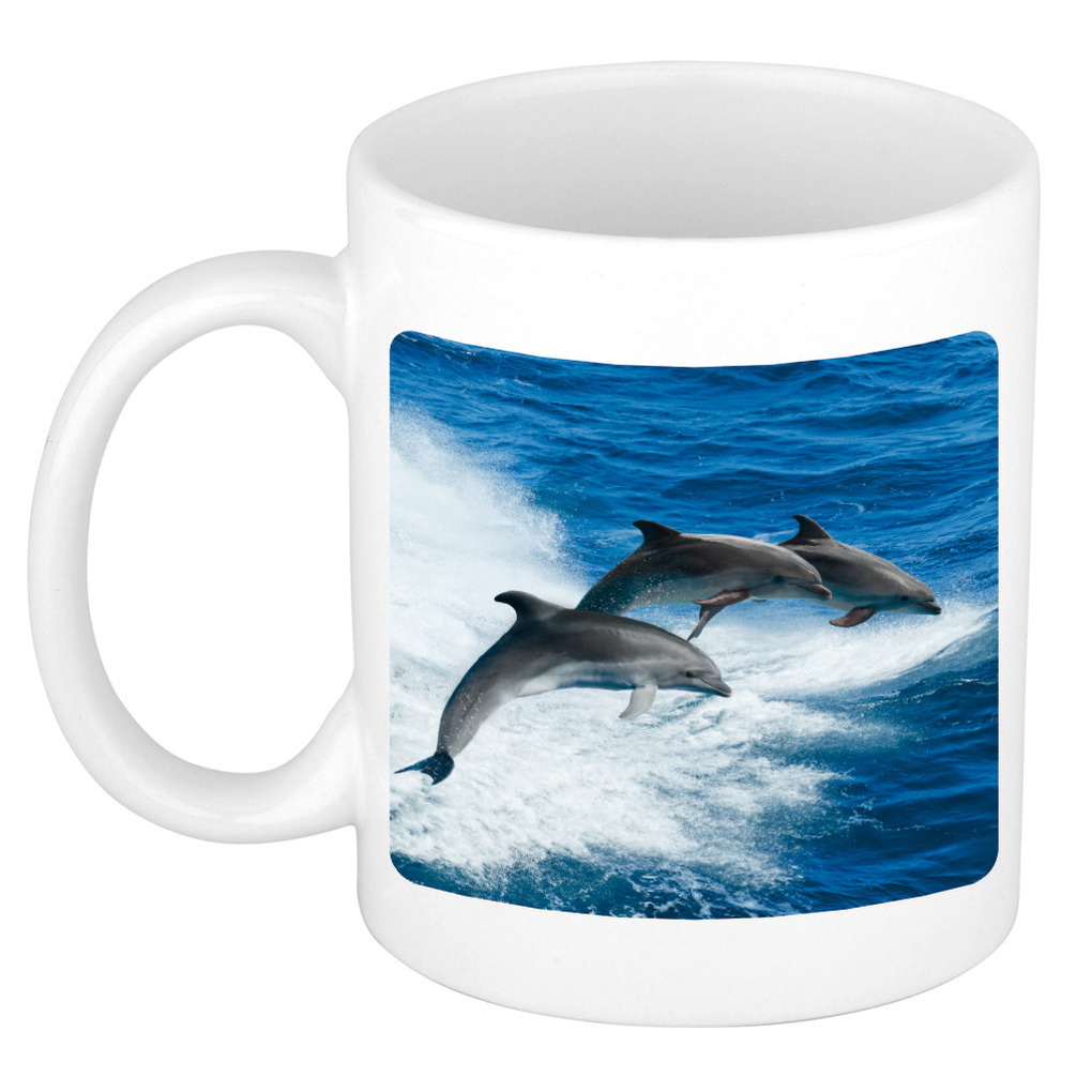 Foto mok dolfijn groep mok - beker 300 ml - Cadeau dolfijnen liefhebber