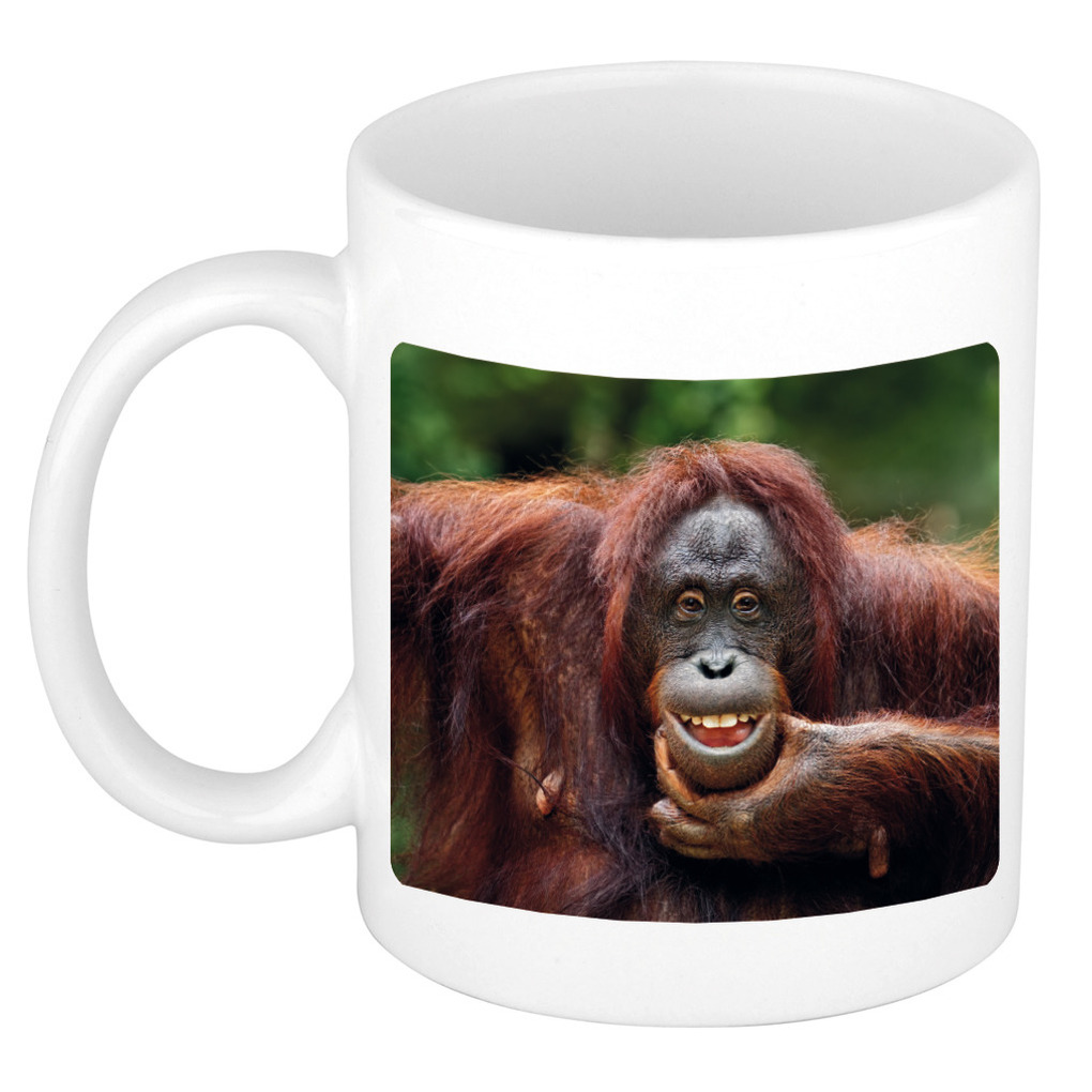 Foto mok gekke orangoetan mok / beker 300 ml - Cadeau apen liefhebber