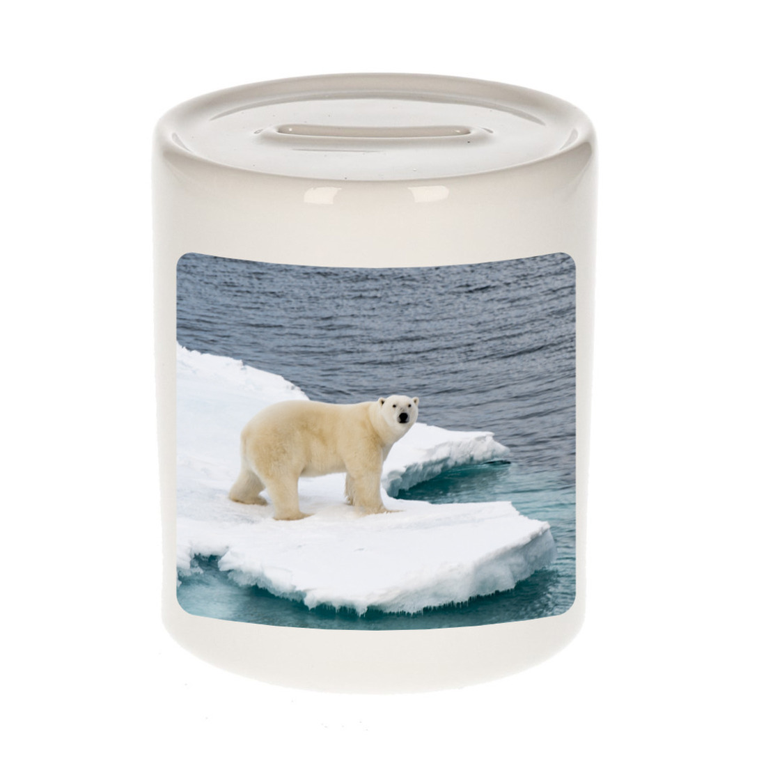 Foto mok ijsbeer spaarpot 9 cm - Cadeau ijsberen liefhebber