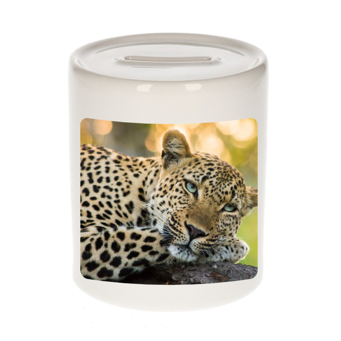 Foto mok luipaard spaarpot 9 cm - Cadeau jaguars/ luipaarden liefhebber