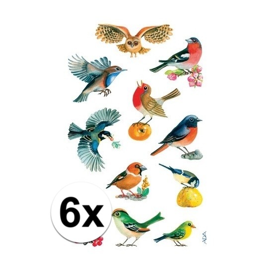 Afbeelding Gekleurde vogel stickertjes 6 vellen door Animals Giftshop