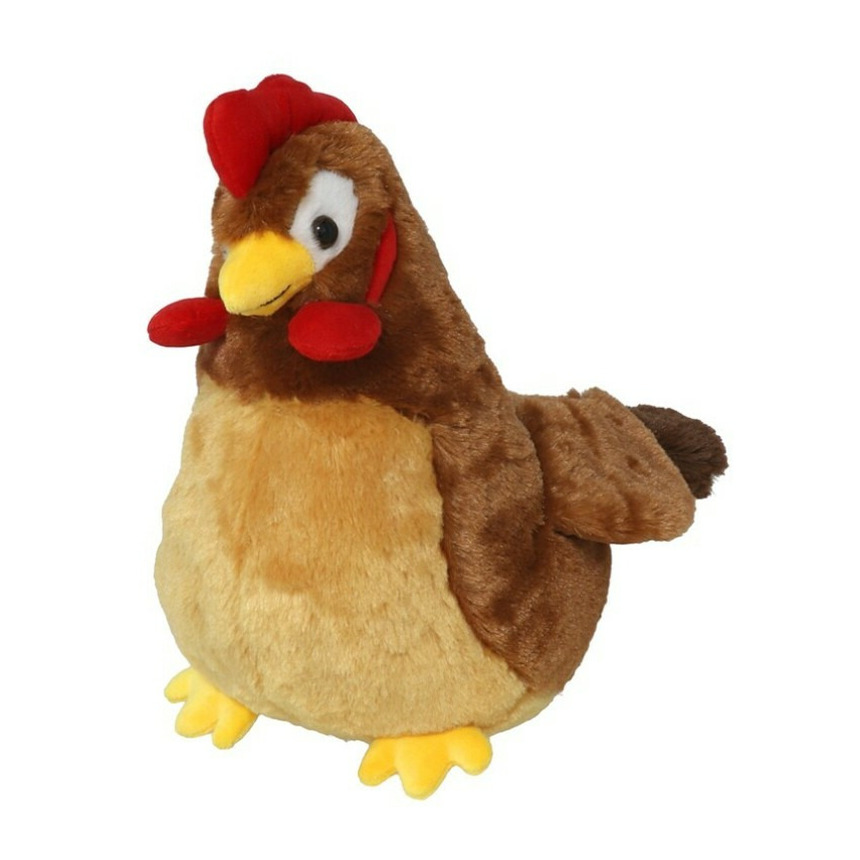 Gerimport Pluche haan knuffel - 20 cm - bruin - boederijdieren kippen knuffels