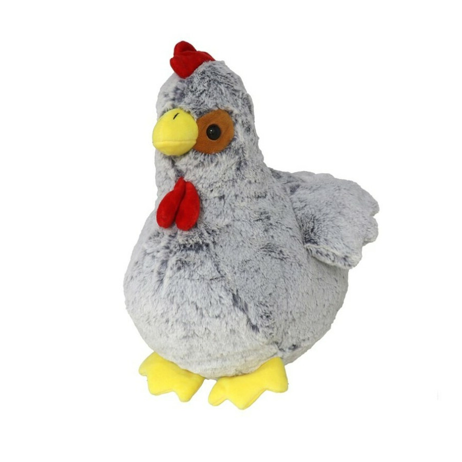 Gerimport Pluche kip knuffel - 20 cm - grijs - boederijdieren kippen knuffels