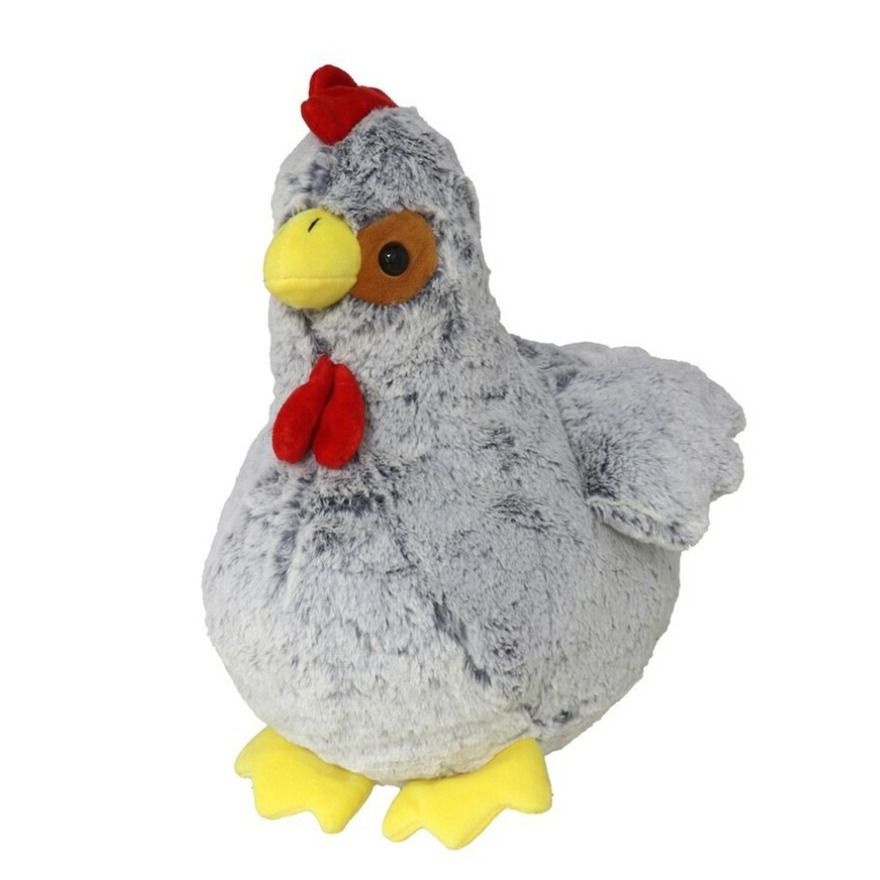 Gerimport Pluche kip knuffel - 30 cm - grijs - boederijdieren kippen knuffels