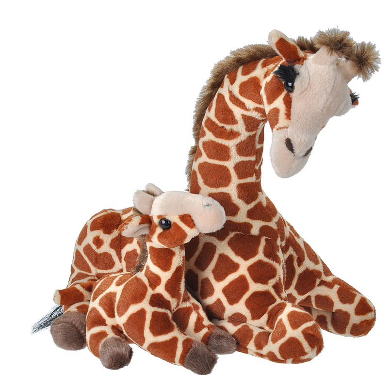 Afbeelding Gevlekte giraffe met baby knuffels 38 cm knuffeldieren door Animals Giftshop