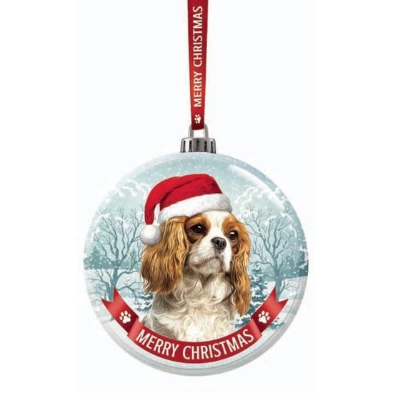Glazen kerstbal hond Cavalier King Charles Spaniel 7 cm
