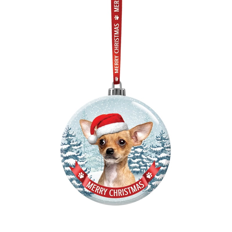 Glazen kerstbal hond Chihuahua 7 cm