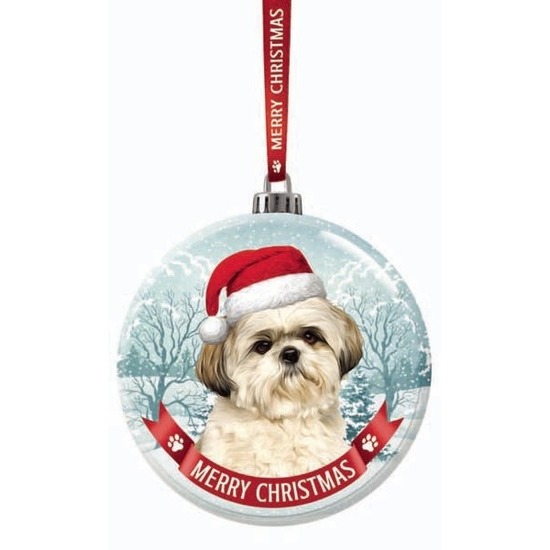 Afbeelding Glazen kerstbal hond Shih Tzu 7 cm door Animals Giftshop