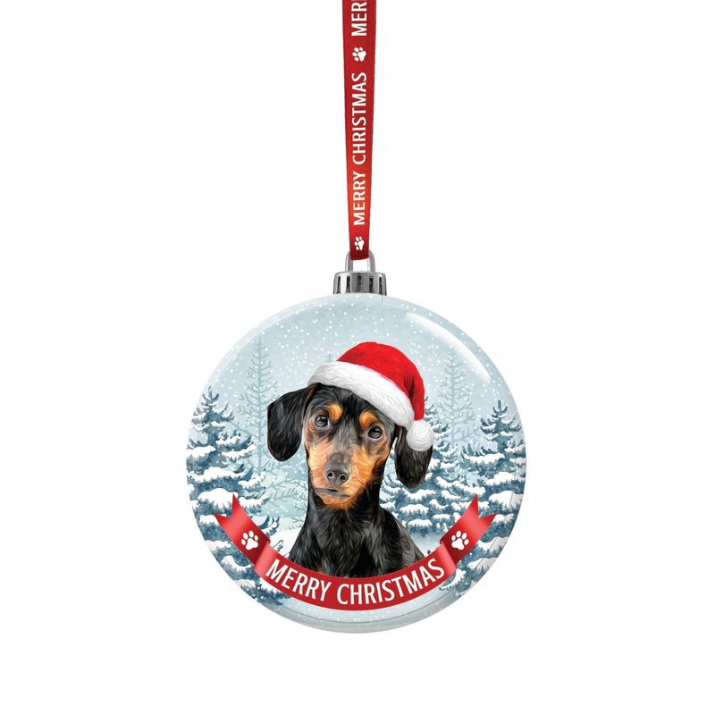 Afbeelding Glazen kerstbal hond Teckel 7 cm door Animals Giftshop