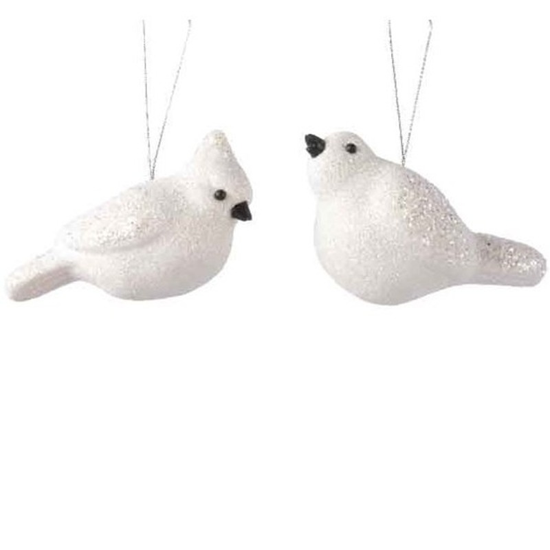 Glitter vogeltjes wit decoratiehangers 11 cm