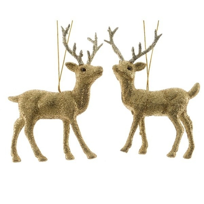 Afbeelding Gouden herten kerstornamenten kersthangers 12 cm door Animals Giftshop
