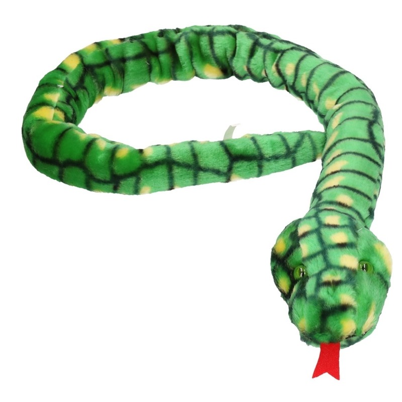 Groen/gele slangen knuffels 100 cm