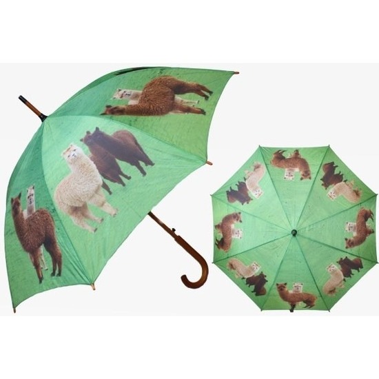 Groene paraplu met alpaca/lama 101 cm