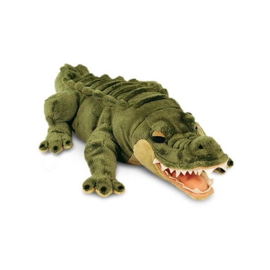 Groene pluche liggende alligator/krokodil 45cm