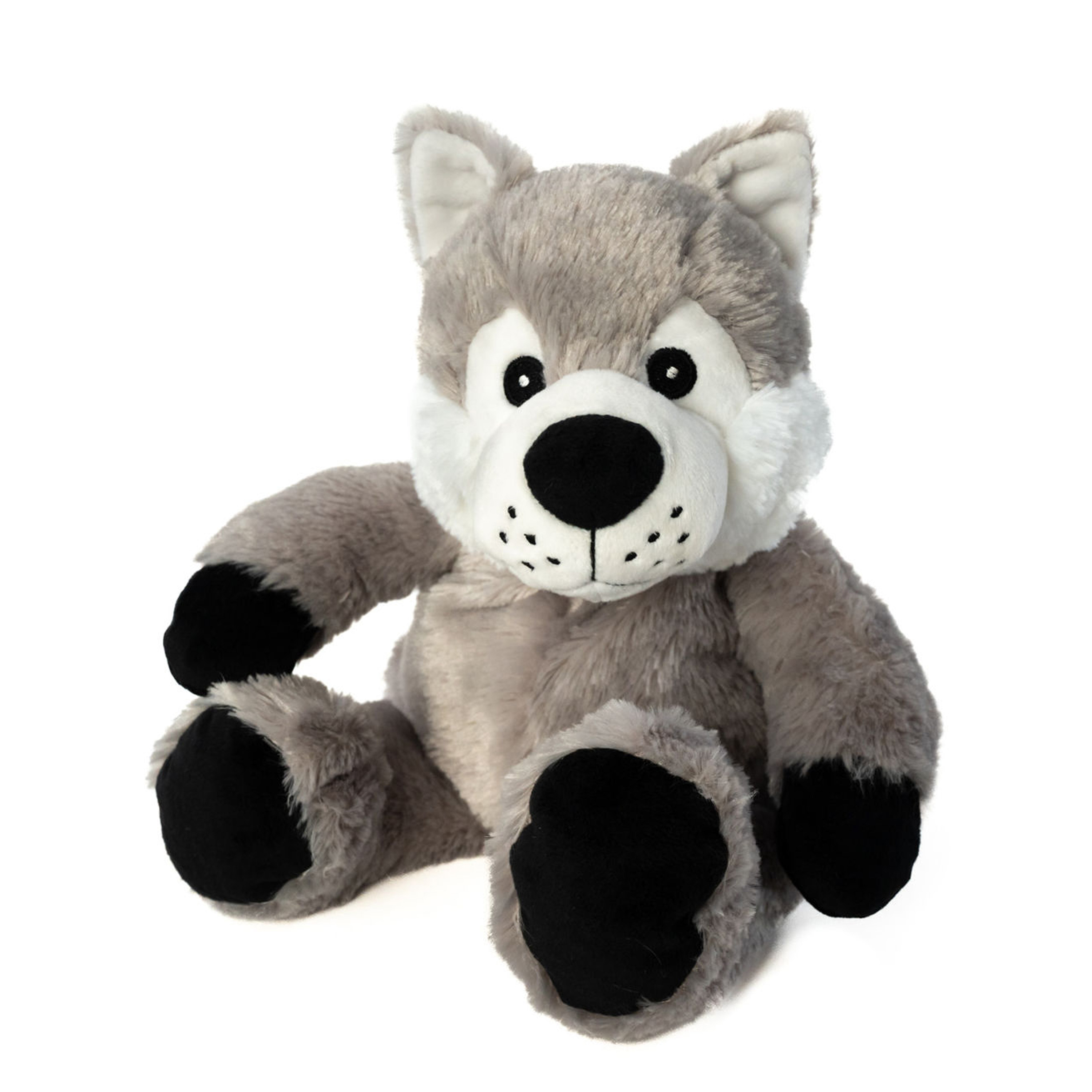 Habibi Warmte-magnetron opwarm knuffel Wolf grijs 35 cm pittenzak