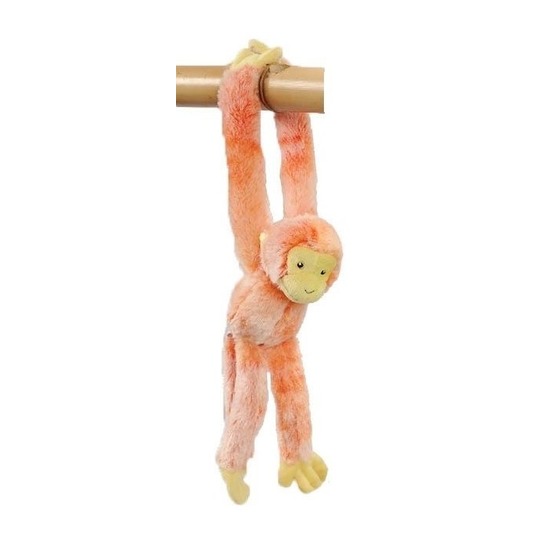 Hangend knuffel aapje oranje 32 cm