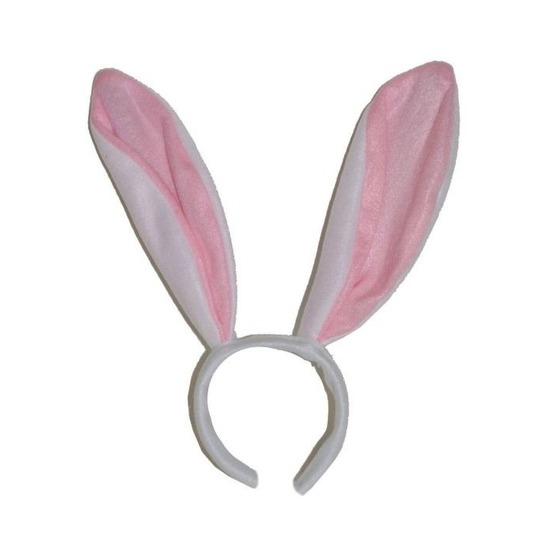 Hazen / konijnen oren wit met roze voor volwassenen