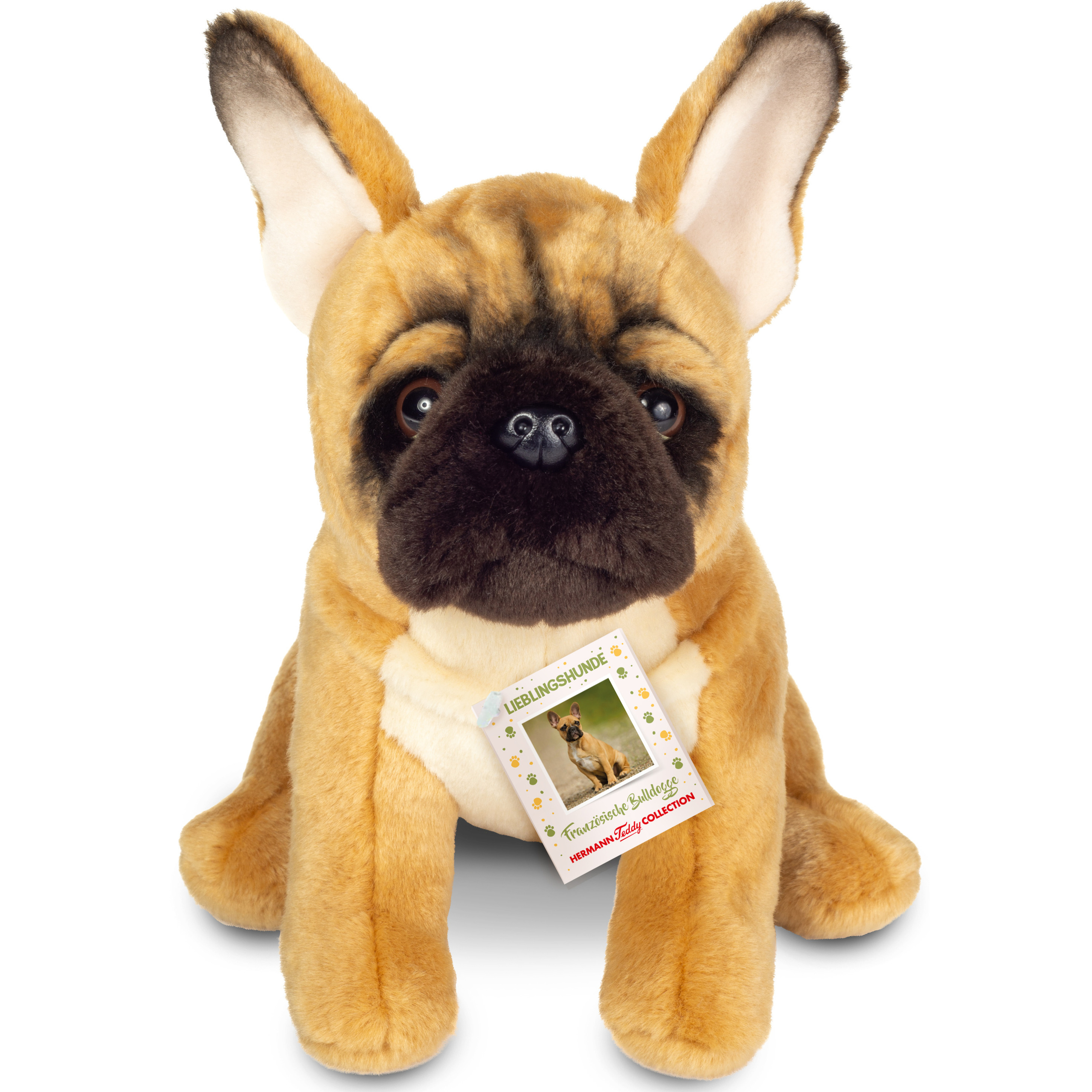 Hermann Teddy Knuffeldier hond Franse Bulldog pluche premium knuffels multi kleur 27 cm
