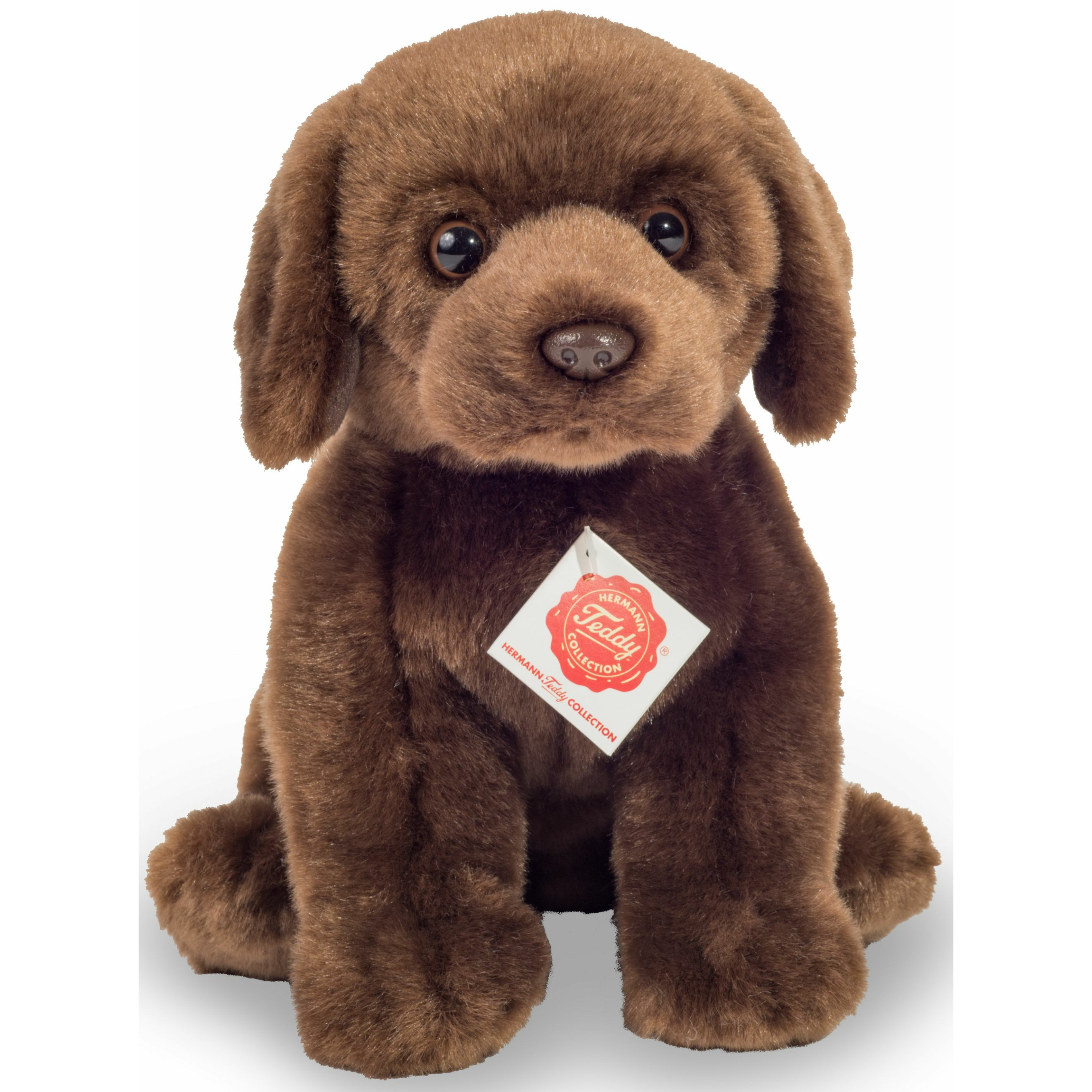 Hermann Teddy Knuffeldier hond Labrador zachte pluche premium knuffels donkerbruin 25 cm