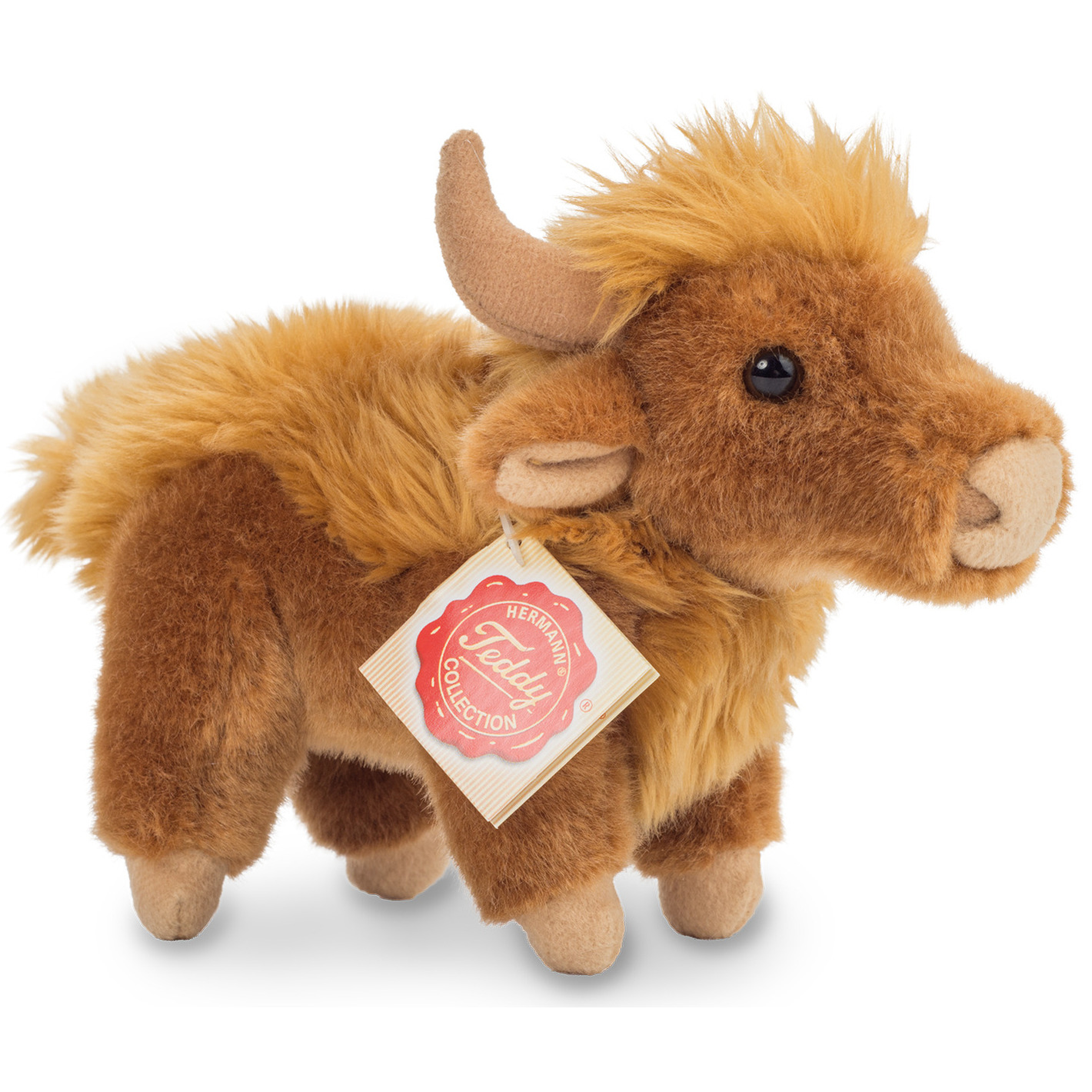 Hermann Teddy Knuffeldier Schotse hooglander koe pluche premium knuffels bruin 17 cm