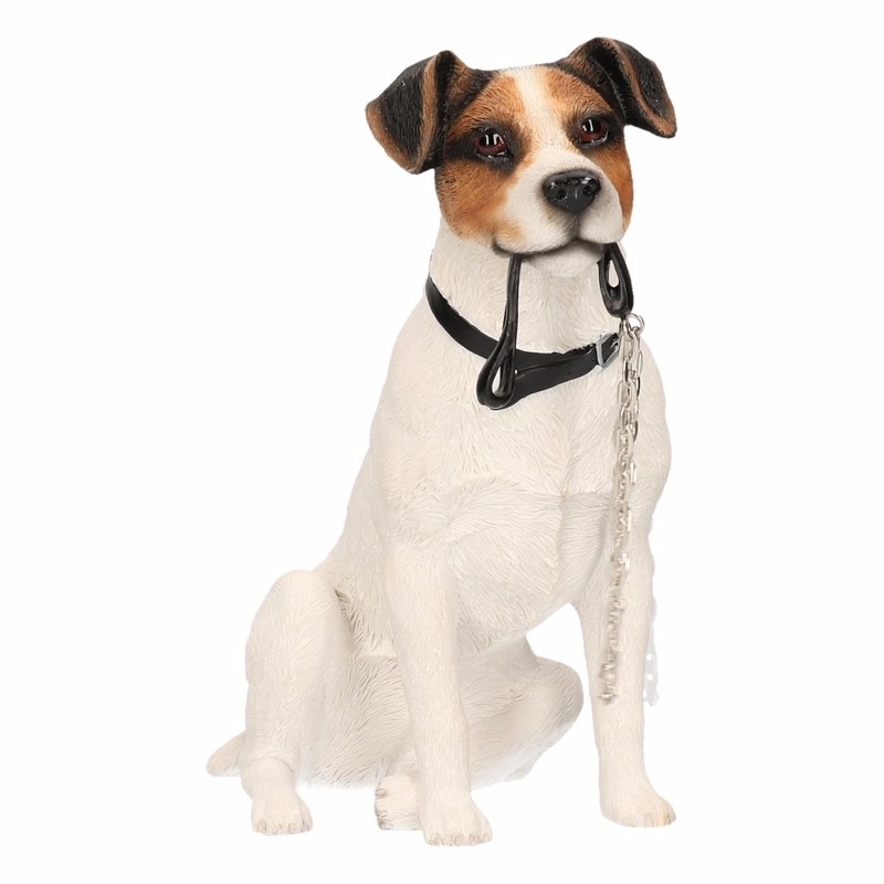 Honden beeldje Jack Russel met riem 15 cm