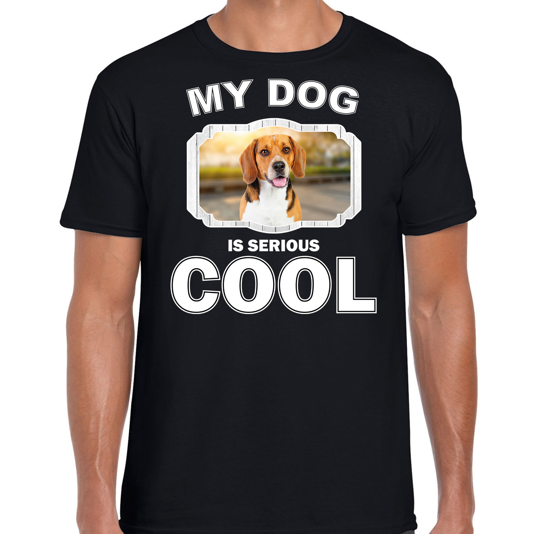 Afbeelding Honden liefhebber shirt Beagle my dog is serious cool zwart voor heren door Animals Giftshop