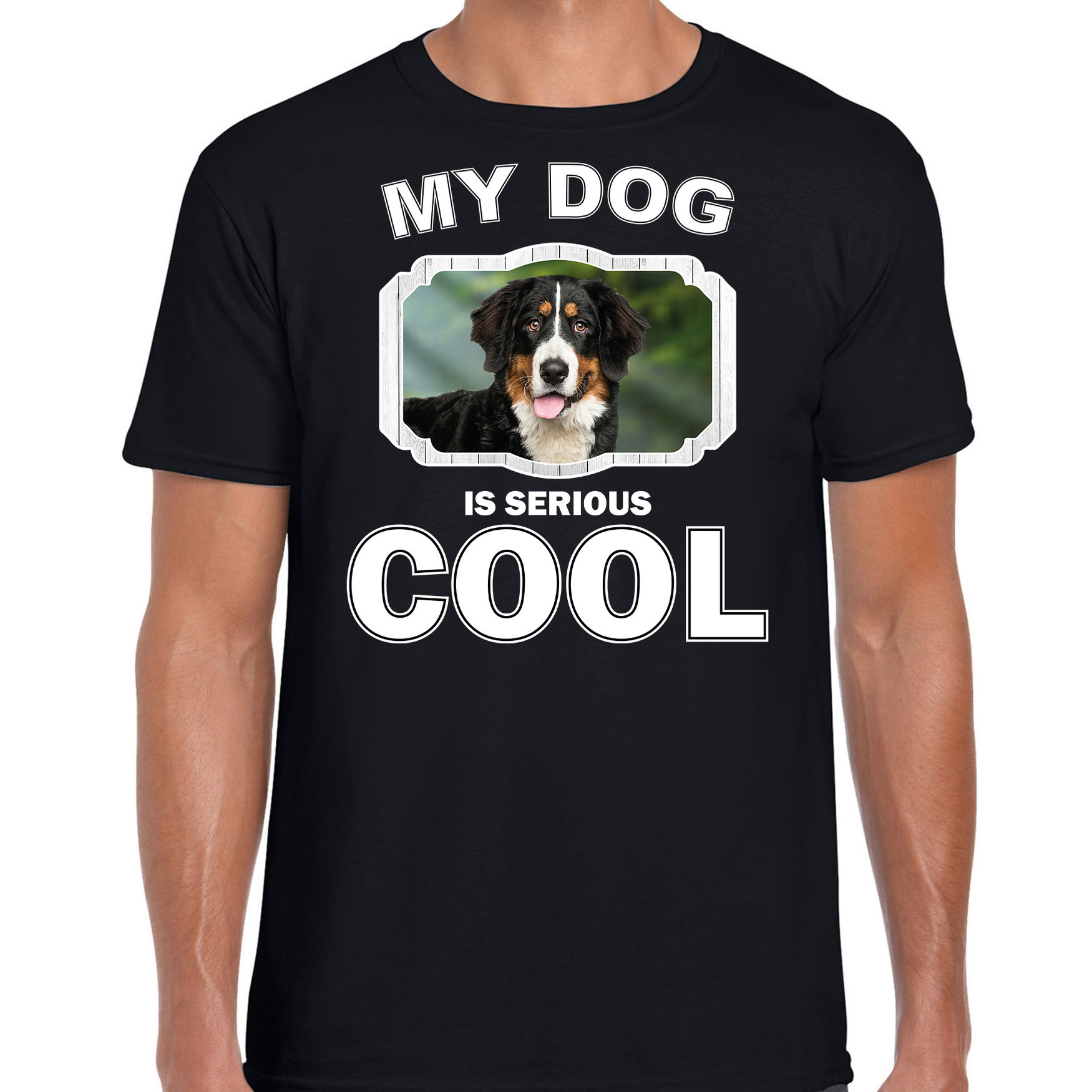 Honden liefhebber shirt Berner Sennen my dog is serious cool zwart voor heren