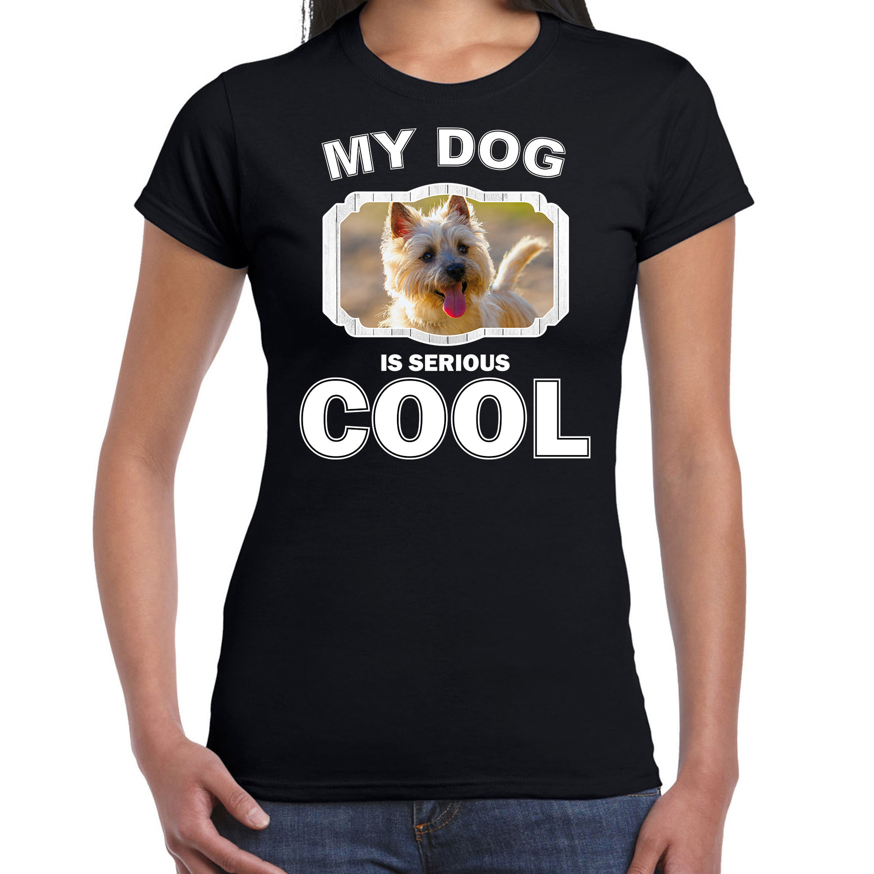Honden liefhebber shirt Cairn terrier my dog is serious cool zwart voor dames
