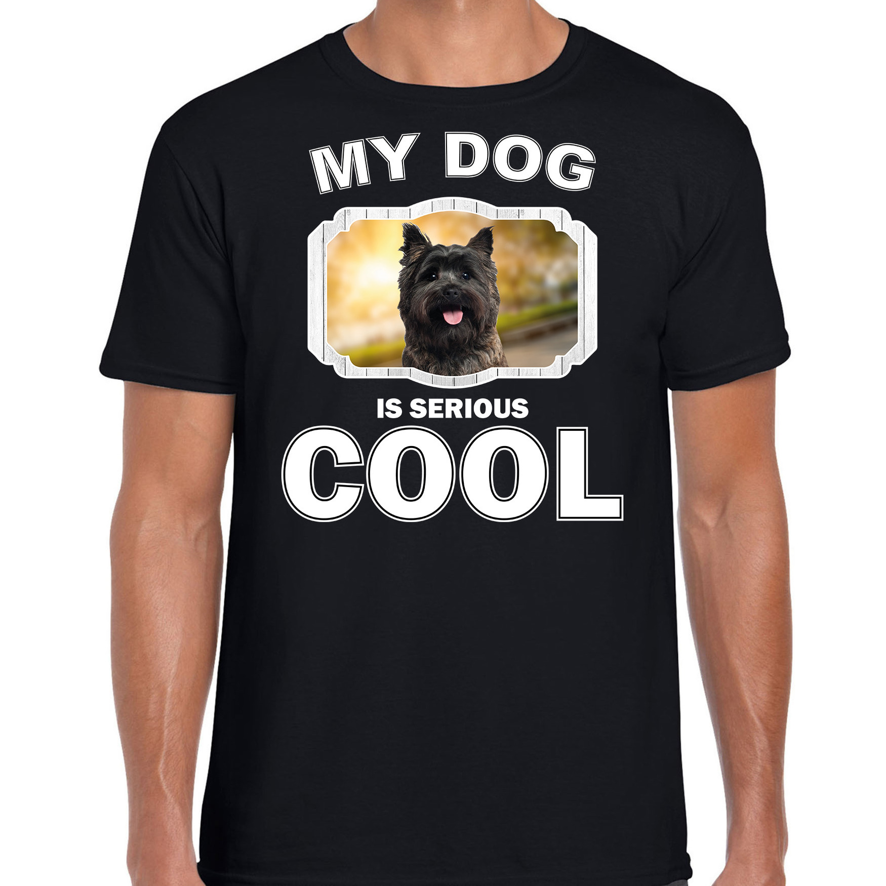 Honden liefhebber shirt Cairn terrier my dog is serious cool zwart voor heren