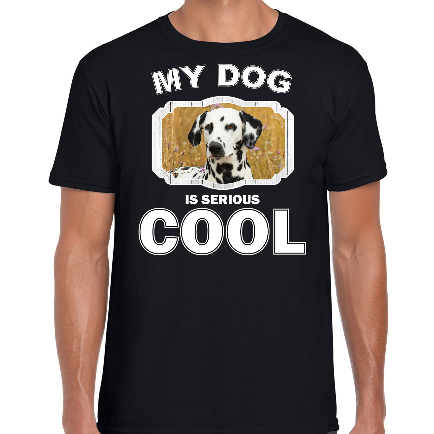 Afbeelding Honden liefhebber shirt Dalmatier my dog is serious cool zwart voor heren door Animals Giftshop