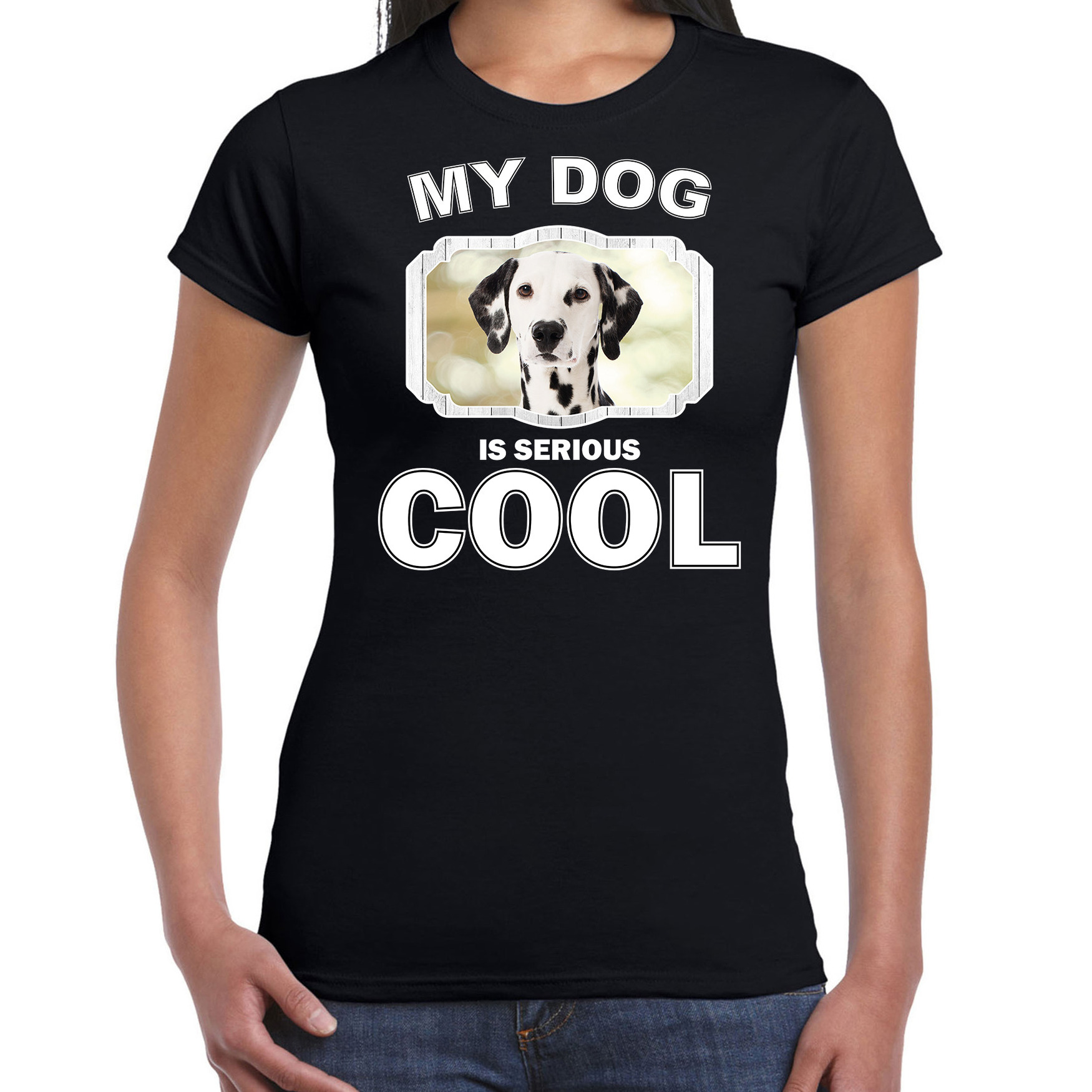 Honden liefhebber shirt Dalmatiers my dog is serious cool zwart voor dames
