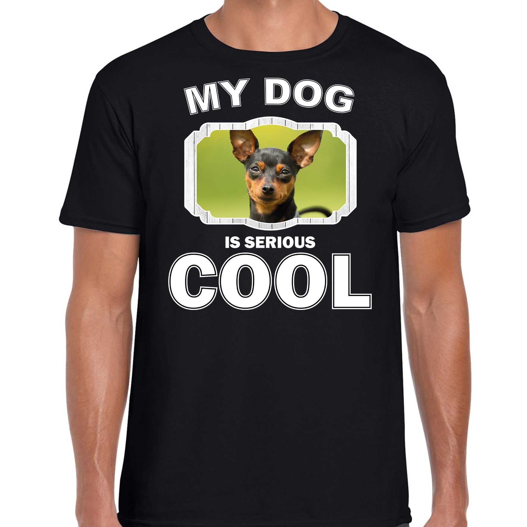 Honden liefhebber shirt Dwergpinscher my dog is serious cool zwart voor heren