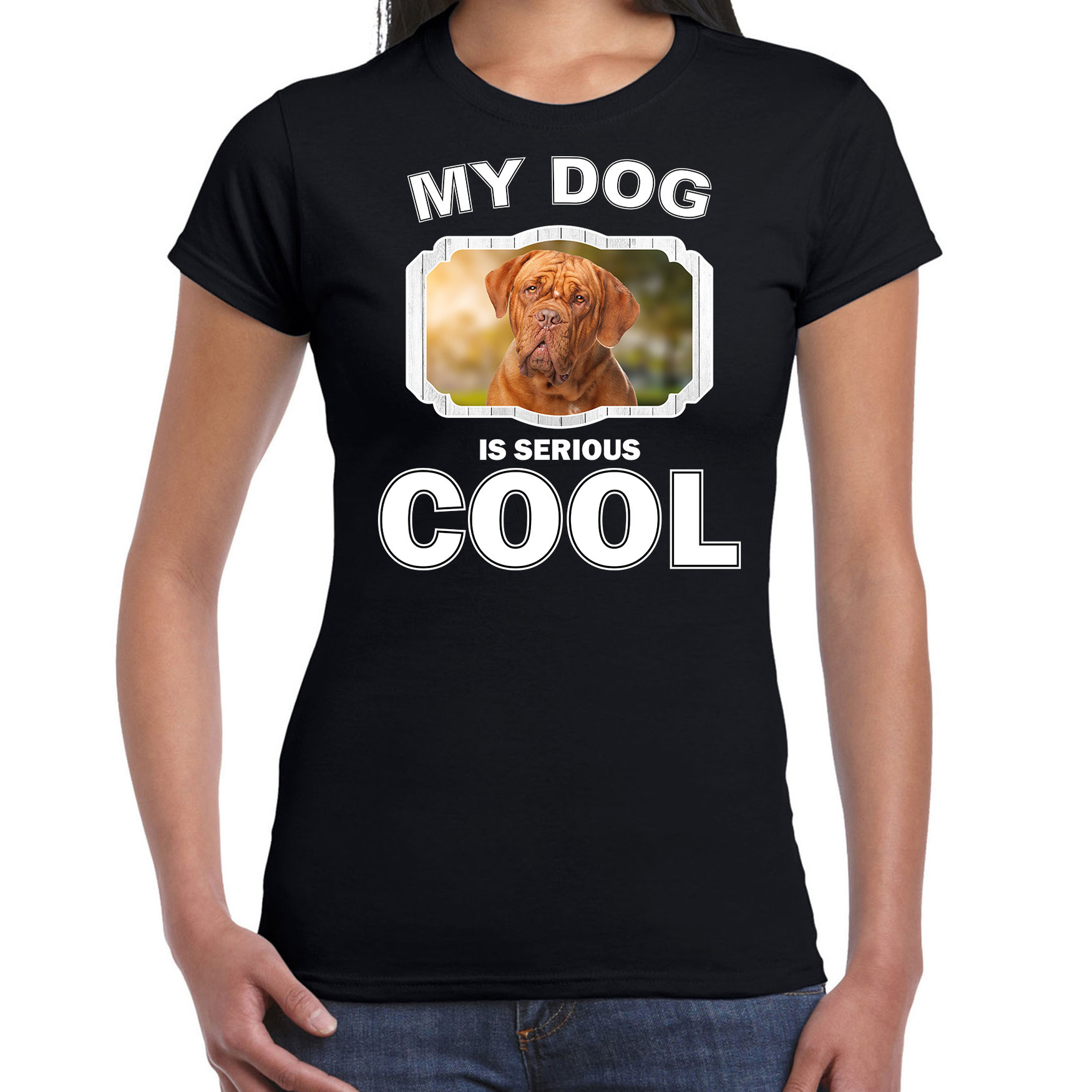 Afbeelding Honden liefhebber shirt Franse Mastiff my dog is serious cool zwart voor dames door Animals Giftshop
