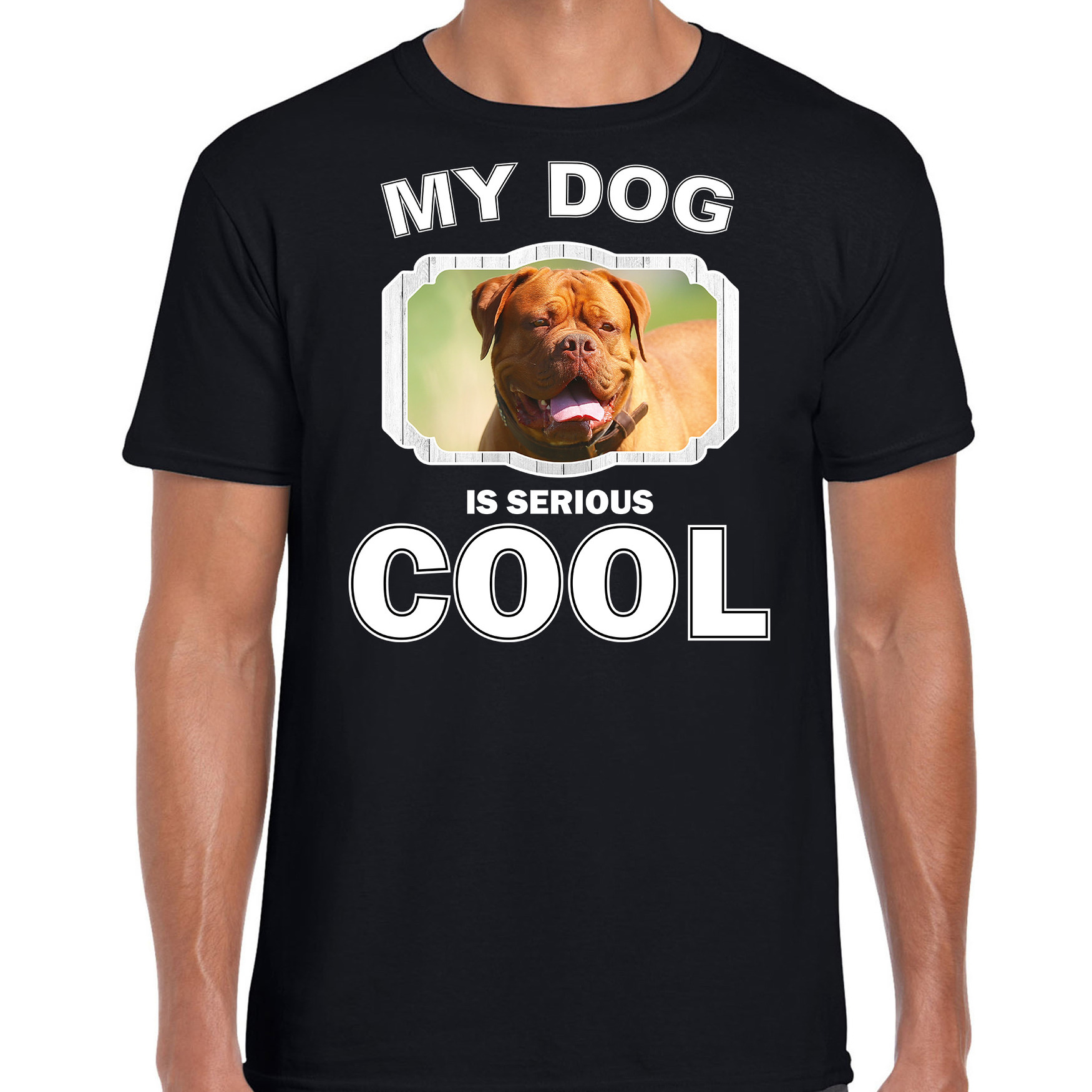 Afbeelding Honden liefhebber shirt Franse mastiff my dog is serious cool zwart voor heren door Animals Giftshop