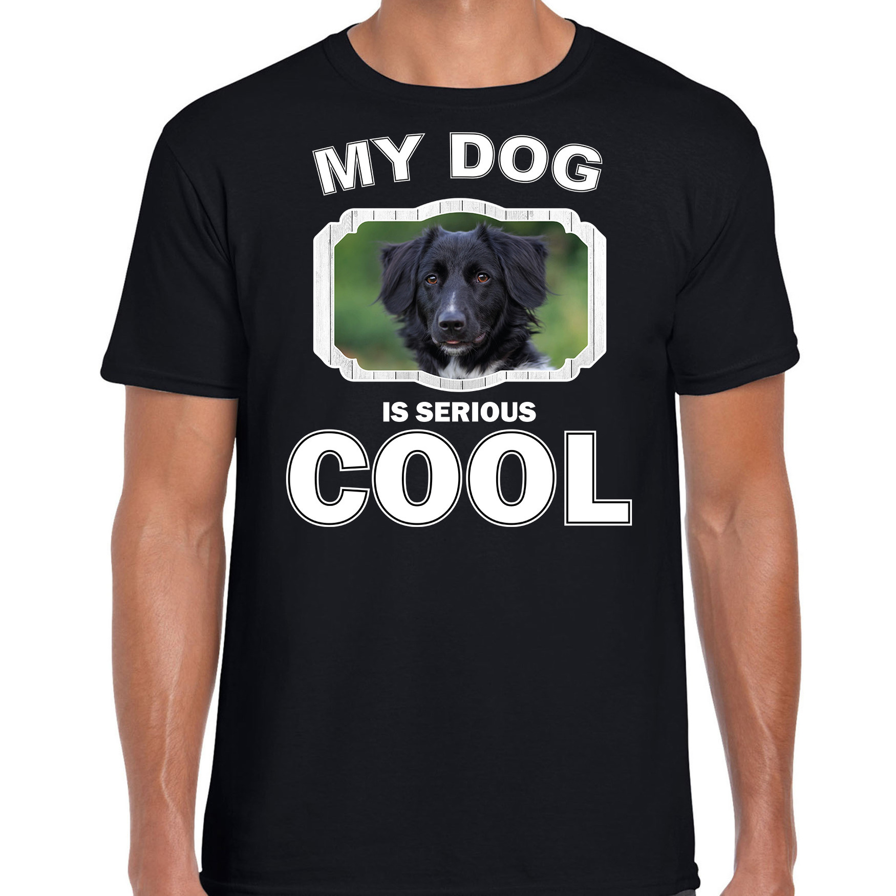 Honden liefhebber shirt Friese stabij my dog is serious cool zwart voor heren