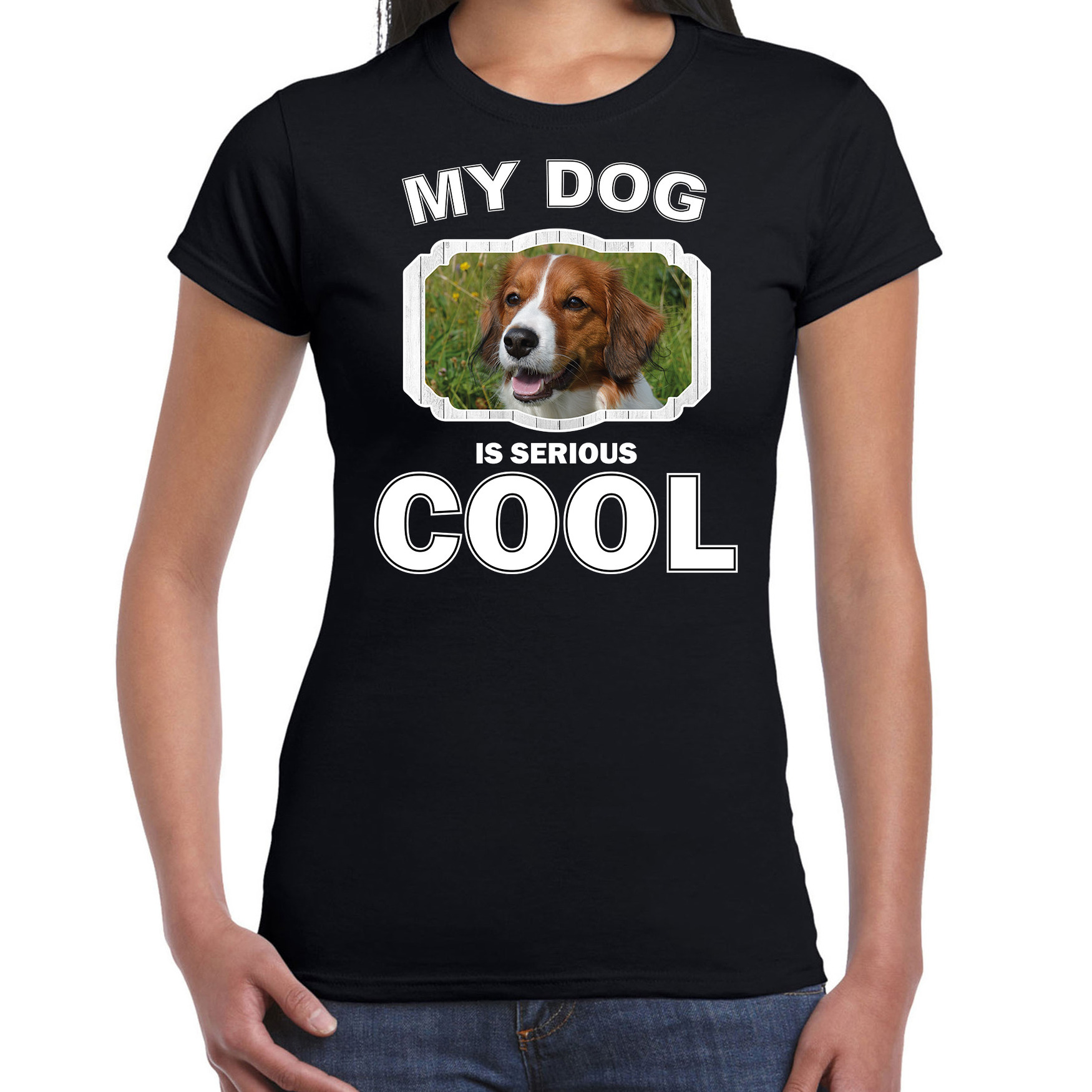 Honden liefhebber shirt Kooiker my dog is serious cool zwart voor dames