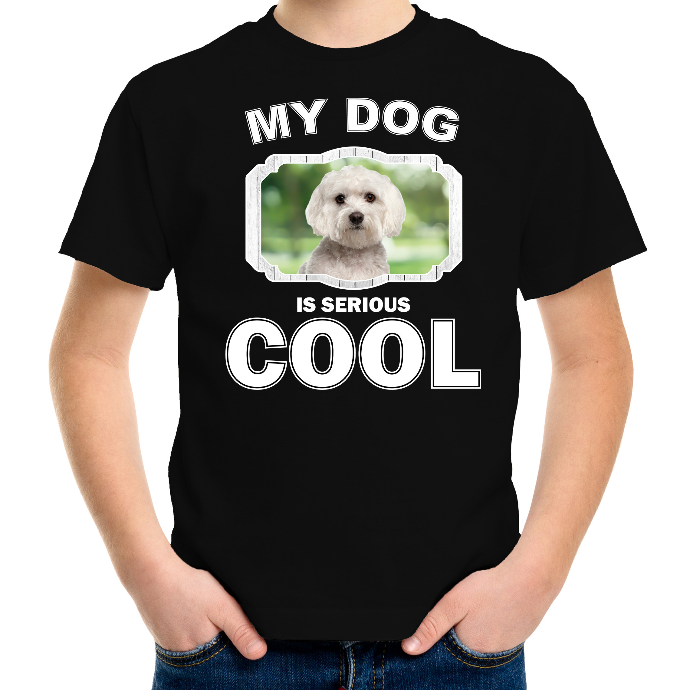 Honden liefhebber shirt Maltezer my dog is serious cool zwart voor kinderen