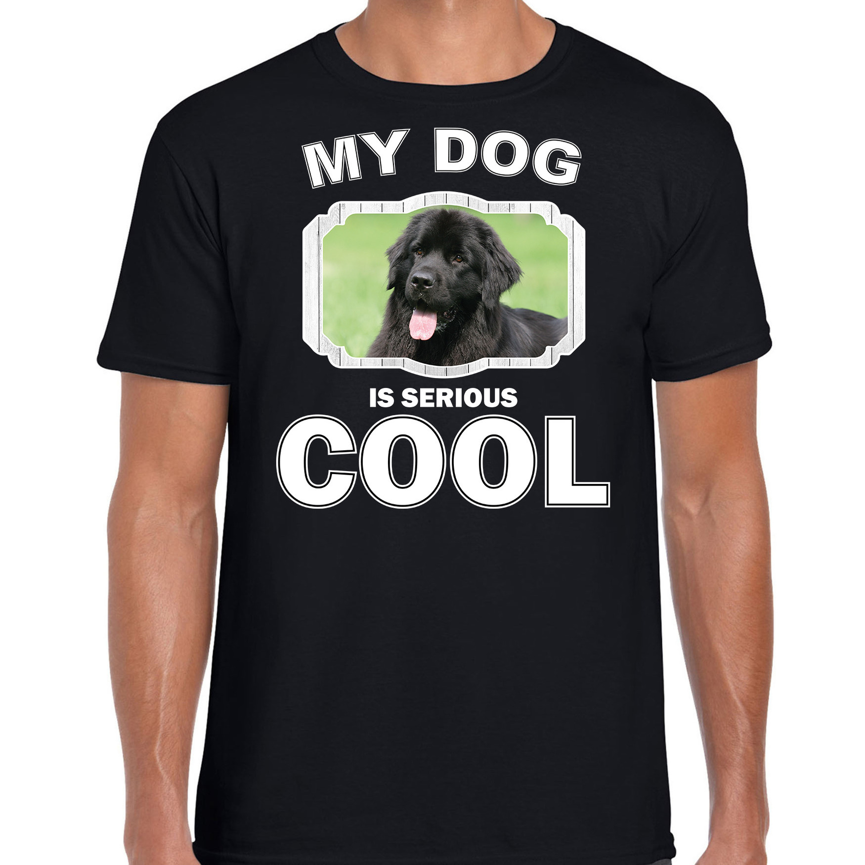 Honden liefhebber shirt Newfoundlander my dog is serious cool zwart voor heren