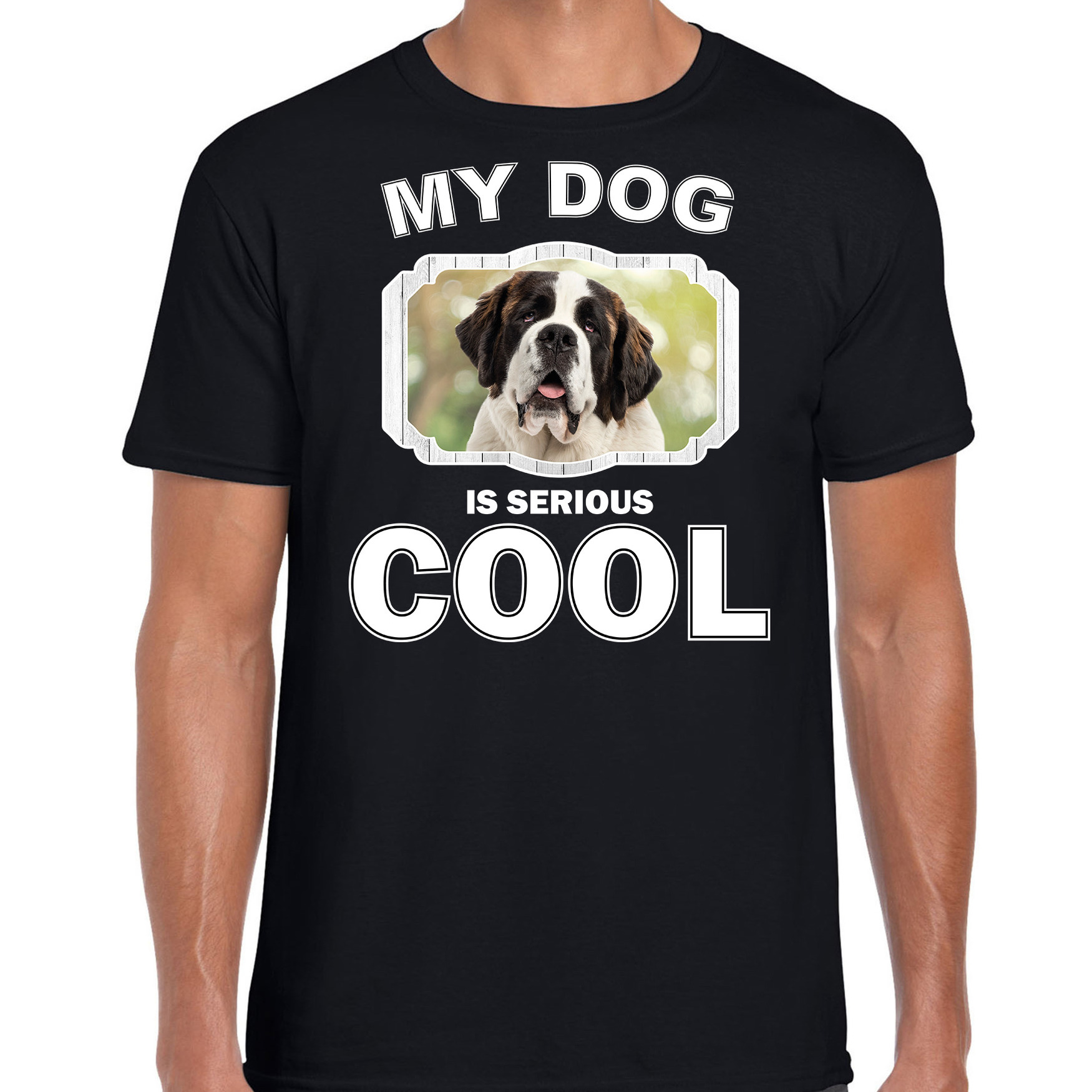 Honden liefhebber shirt Sint bernard my dog is serious cool zwart voor heren