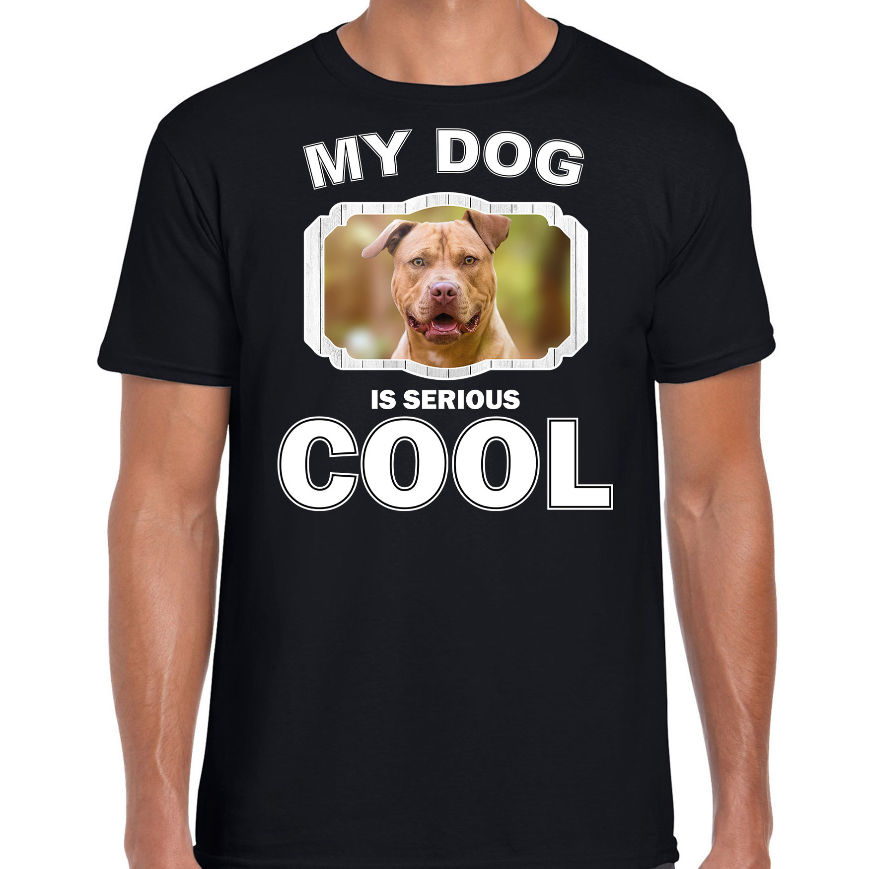Honden liefhebber shirt Staffordshire bull terrier my dog is serious cool zwart voor heren