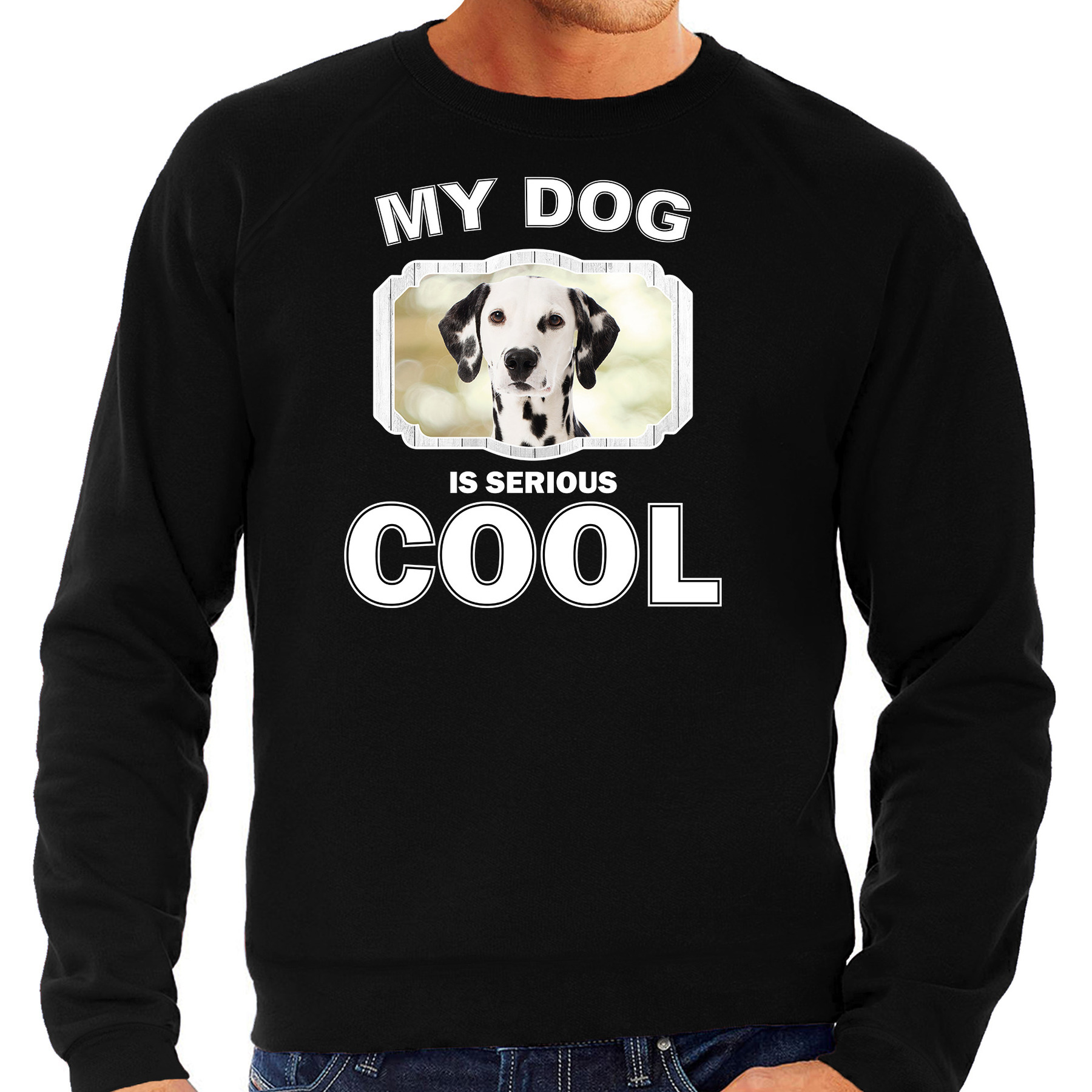 Honden liefhebber trui / sweater Dalmatier my dog is serious cool zwart voor heren