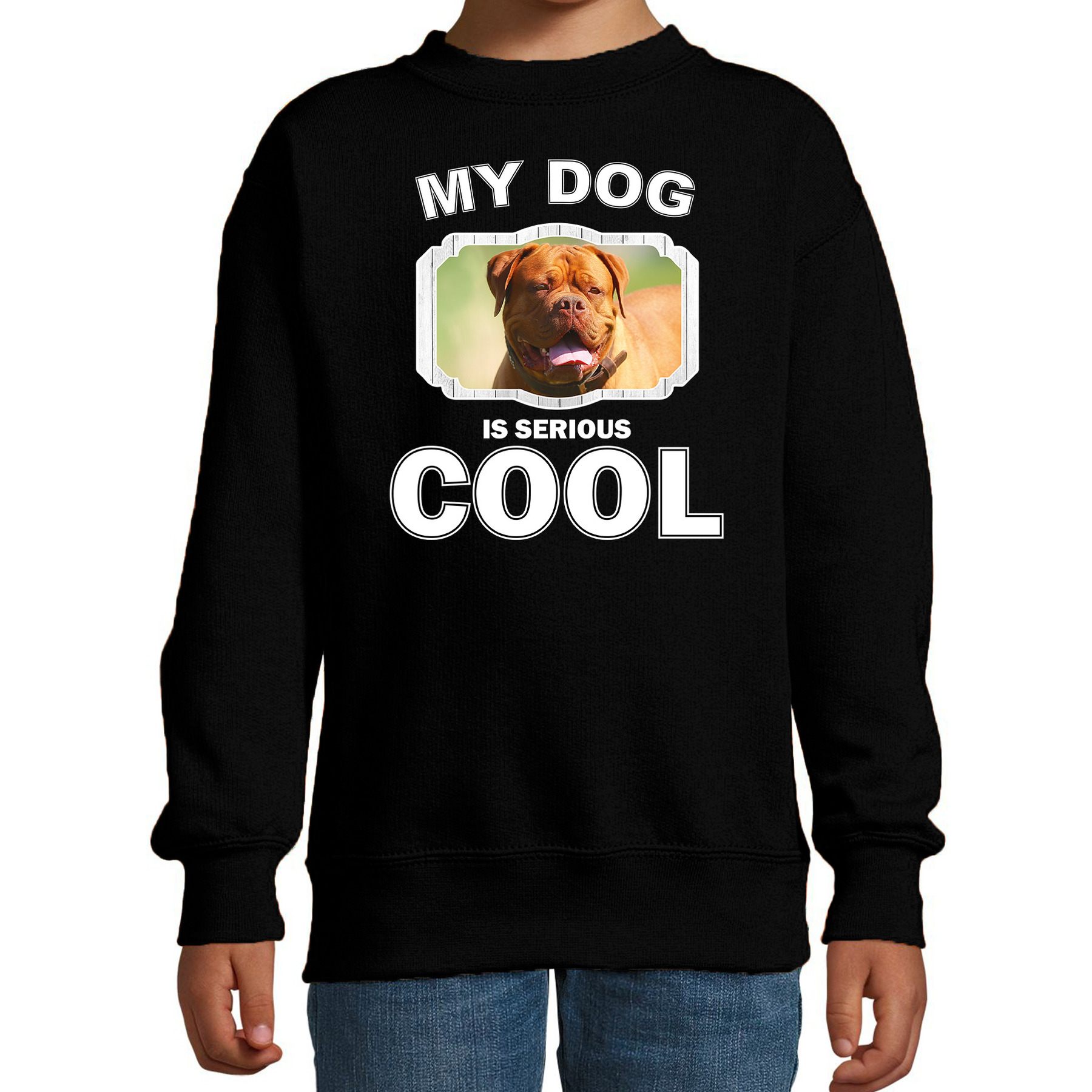 Honden liefhebber trui - sweater Franse mastiff my dog is serious cool zwart voor kinderen
