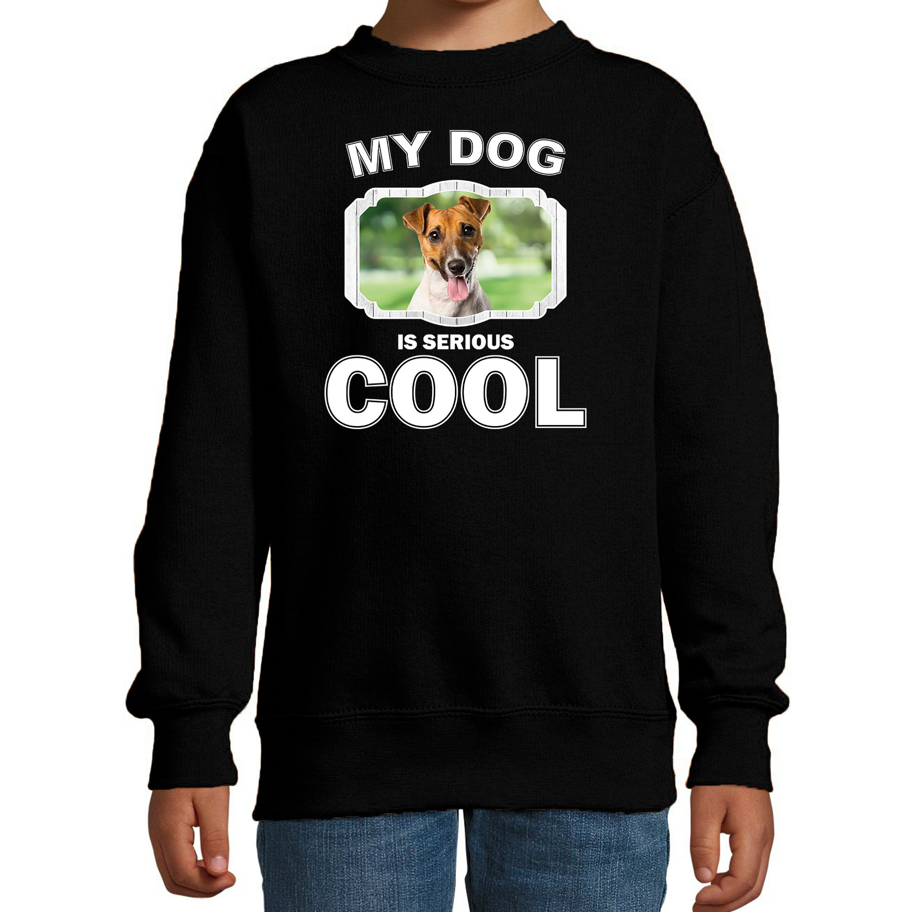 Afbeelding Honden liefhebber trui / sweater Jack russel my dog is serious cool zwart voor kinderen door Animals Giftshop