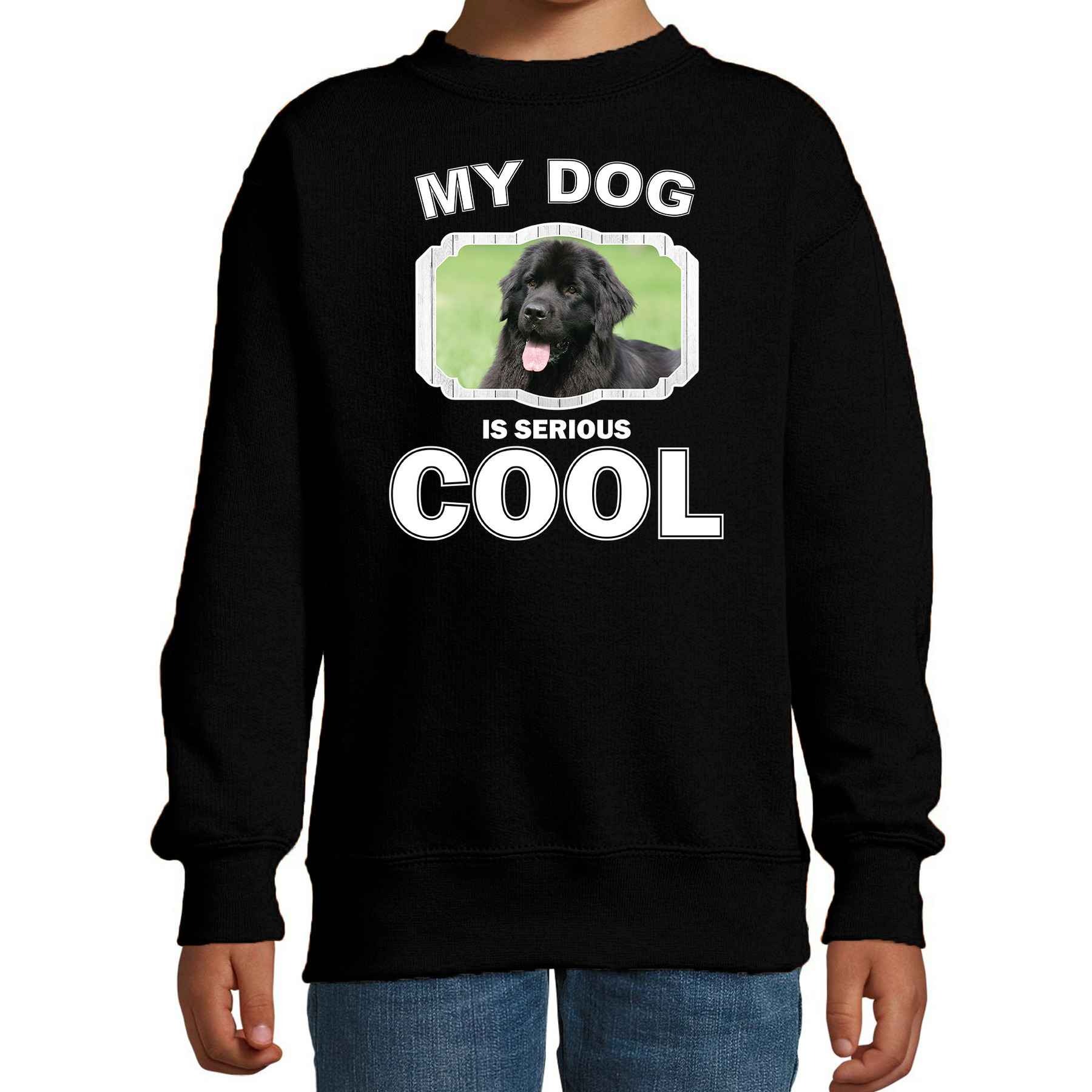 Honden liefhebber trui - sweater Newfoundlander my dog is serious cool zwart voor kinderen